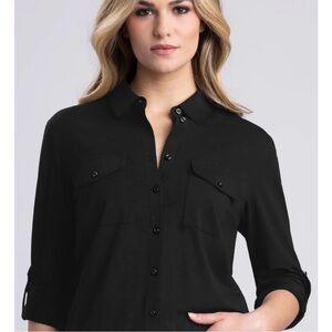 Buttercloth Icy Cotton pre-tucked women’s black blouse size small